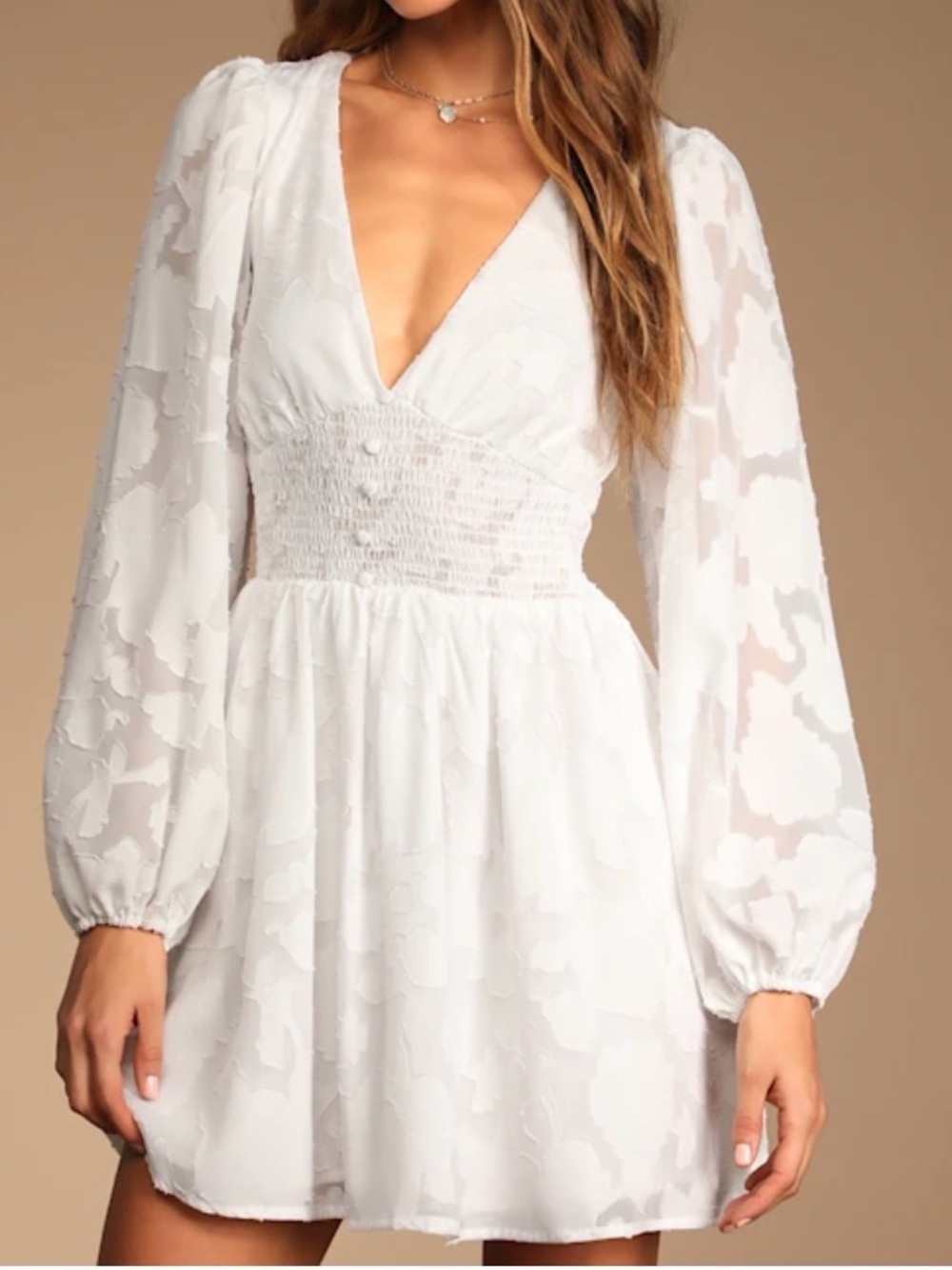 Lulus Dress Tomorrow and Always White Burnout Floral Mini Dress Size XL